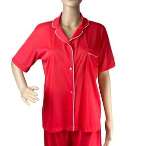 NWT Vintage Nancy King Nylon Red Pajama Set Small Medium